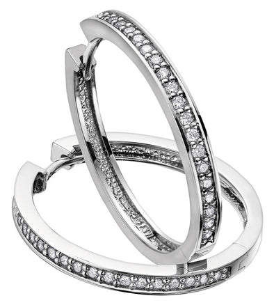 White Gold Diamond Hoop Earrings.