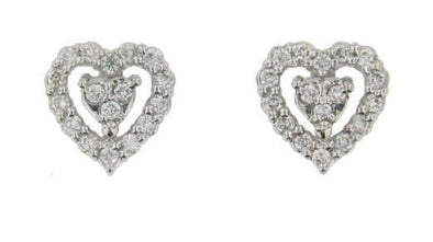 White Gold Diamond Heart Stud Earrings