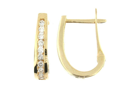 Yellow Gold Diamond Hoop Earrings.