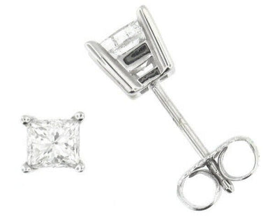 White Gold Diamond Stud Earrings.