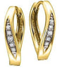 Yellow Gold Diamond Hoop Earrings.