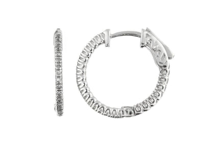 White Gold Diamond Hoop Earrings.