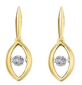 Yellow Gold Diamond Pulse Drop Earrings.