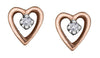 Rose Gold Diamond Heart Stud Earrings