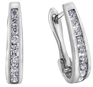 White Gold Diamond Hoop Earrings.