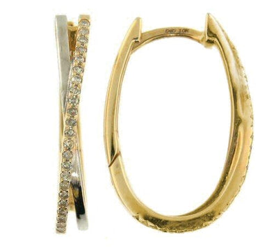 Yellow Gold Diamond Hoop Earrings.