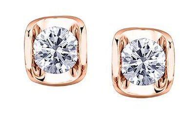 Rose Gold Canadian Diamond Stud Earrings.