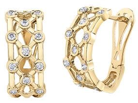 Yellow Gold Diamond Earrings.