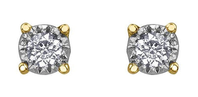 Yellow Gold Diamond Stud Earrings.