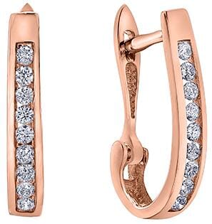 Rose Gold Diamond Hoop Earrings.