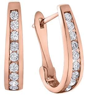 Rose Gold Diamond Hoop Earrings.