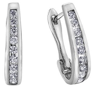 White Gold Diamond Hoop Earrings.