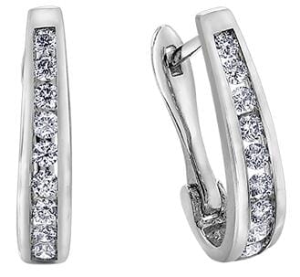 White Gold Diamond Hoop Earrings.