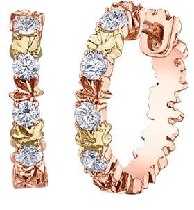 Rose Gold Canadian Diamond Hoop Earrings.