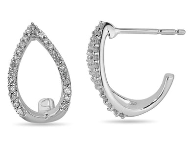 White Gold Diamond Hoop Earrings.