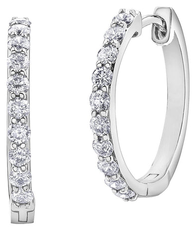 White Gold Diamond Hoop Earrings.