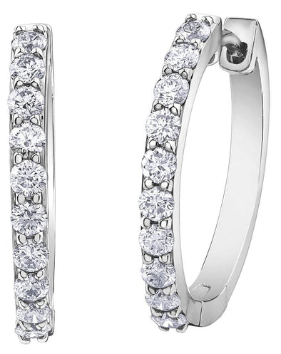 White Gold Diamond Hoop Earrings.