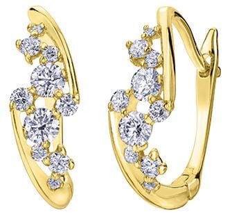 Yellow Gold Diamond Lever Back Earrings.