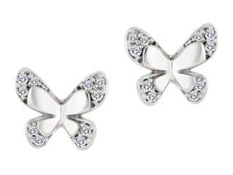 White Gold Diamond "Butterfly" Stud Earrings