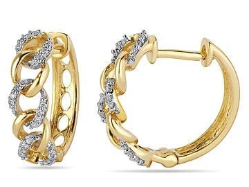 Yellow Gold Diamond Hoop Earrings