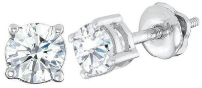 White Gold Lab-Grown Diamond Stud Screwback Earrings