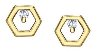 Yellow Gold Diamond Stud Earrings.