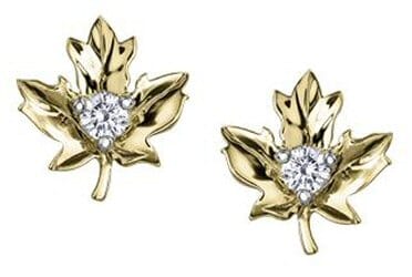 Yellow Gold Canadian Diamond Stud Earrings.