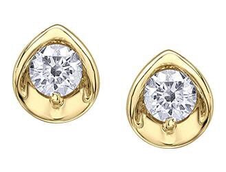 Yellow Gold Canadian Diamond Stud Earrings.