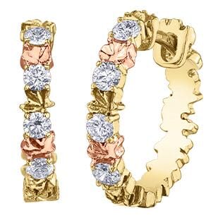 Yellow Gold Canadian Diamond Hoop Earrings.