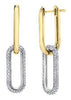 Yellow Gold Diamond Paperclip Stud Earrings.