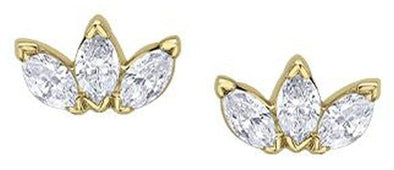 Yellow Gold Diamond Stud Earrings.