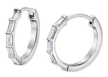 White Gold Diamond Huggie Earrings.