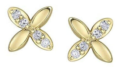 Yellow Gold Diamond Stud Earrings.