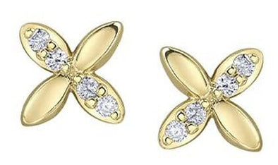 Yellow Gold Diamond Stud Earrings.