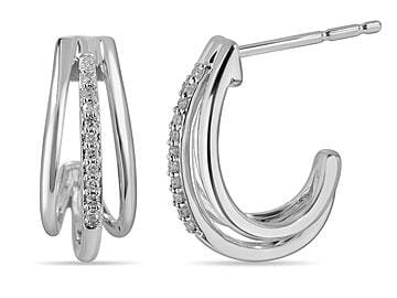 White Gold Diamond Curve Stud Earrings