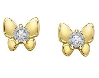 White Gold Diamond Butterfly Stud Earrings