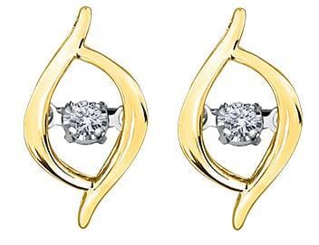 Yellow Gold, White Gold Diamond Pulse Stud Earrings