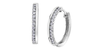 White Gold Diamond Huggie Earrings