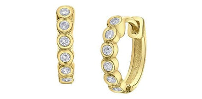 Yellow Gold Diamond Huggie Earrings