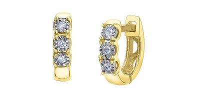 Yellow Gold Diamond Huggie Earrings