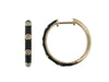 Yellow Gold Diamond Black Enamel Hoop Earrings.