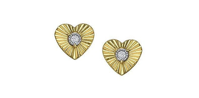 Yellow Gold Diamond Heart Stud Earrings