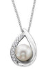 White Gold Diamond, Pearl Pendant Necklace.