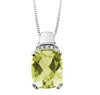 White Gold Lemon Quartz, Diamond Pendant Necklace.