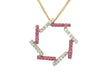 Yellow Gold Pink Sapphire, Diamond Pendant Necklace.