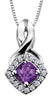 White Gold Amethyst, Diamond Pendant Necklace.