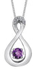 White Gold Amethyst, Diamond Pulse Pendant Necklace.