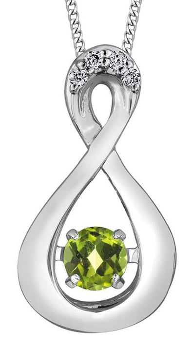 White Gold Peridot, Diamond Pulse Pendant Necklace.