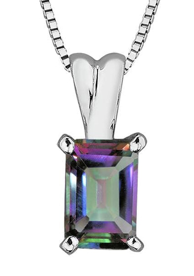 White Gold Mystic Topaz Pendant Necklace.