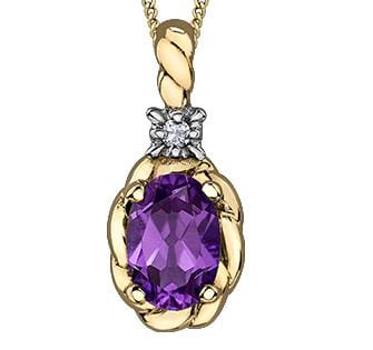 Yellow Gold Amethyst, Diamond Pendant Necklace.